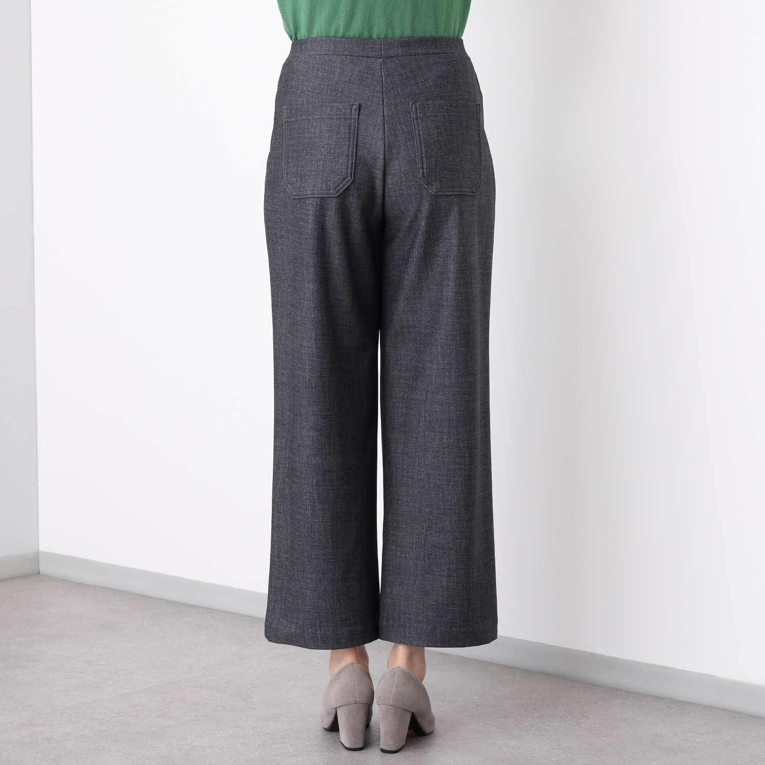 ピーツー マシュマロ微起毛 転写プリント セミワイドパンツ