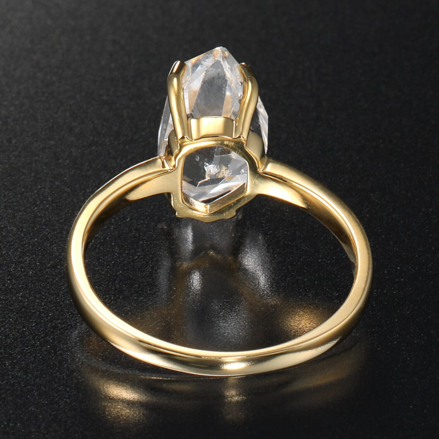 オーサムジェムズ １８Ｋ ハーキマーダイヤモンド ロッククリスタルクォーツ ＆ダイヤモンド リング