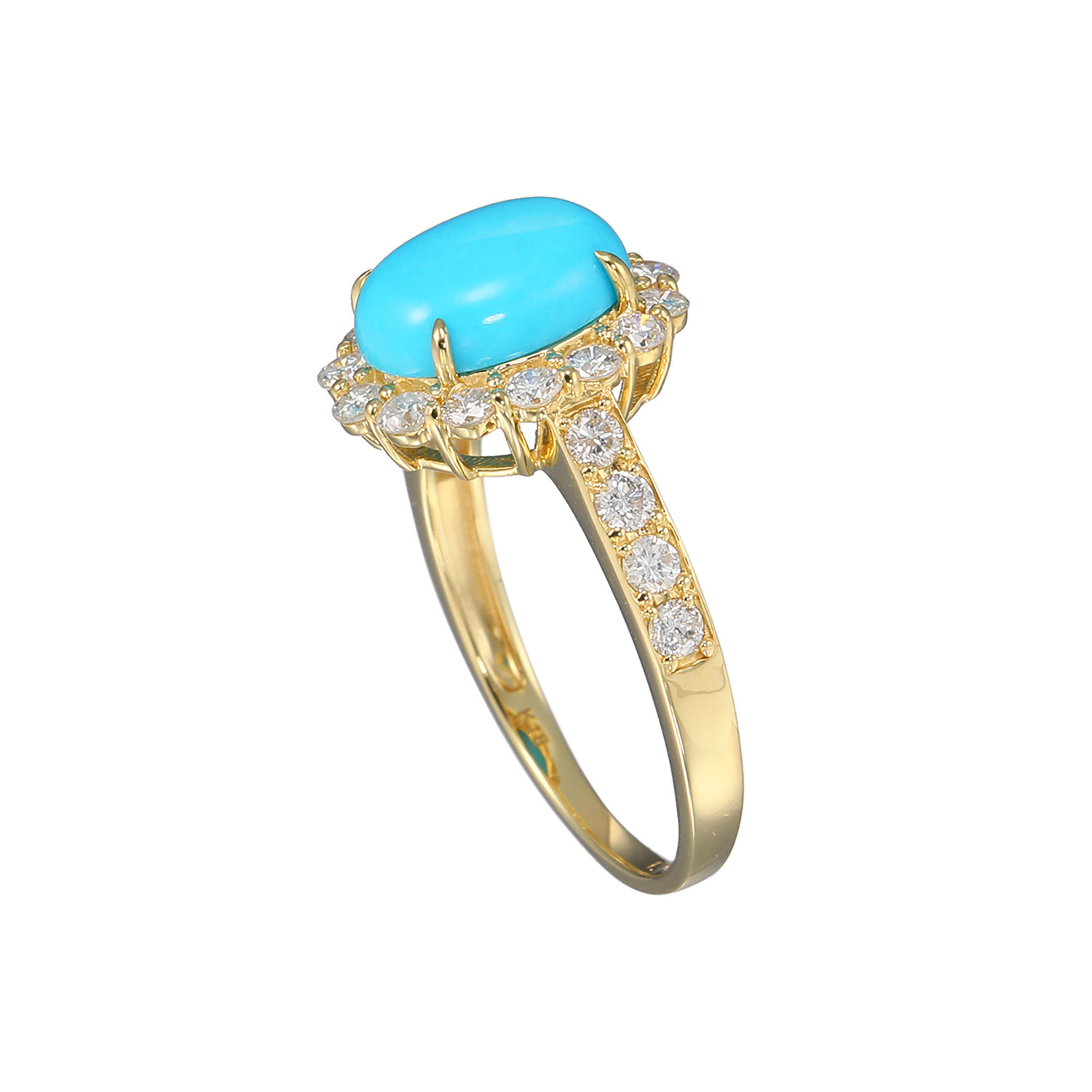 スリーピングビューティー バイ　ディーラリエ １８Ｋ ターコイズ＆ダイヤモンド 取り巻きリング