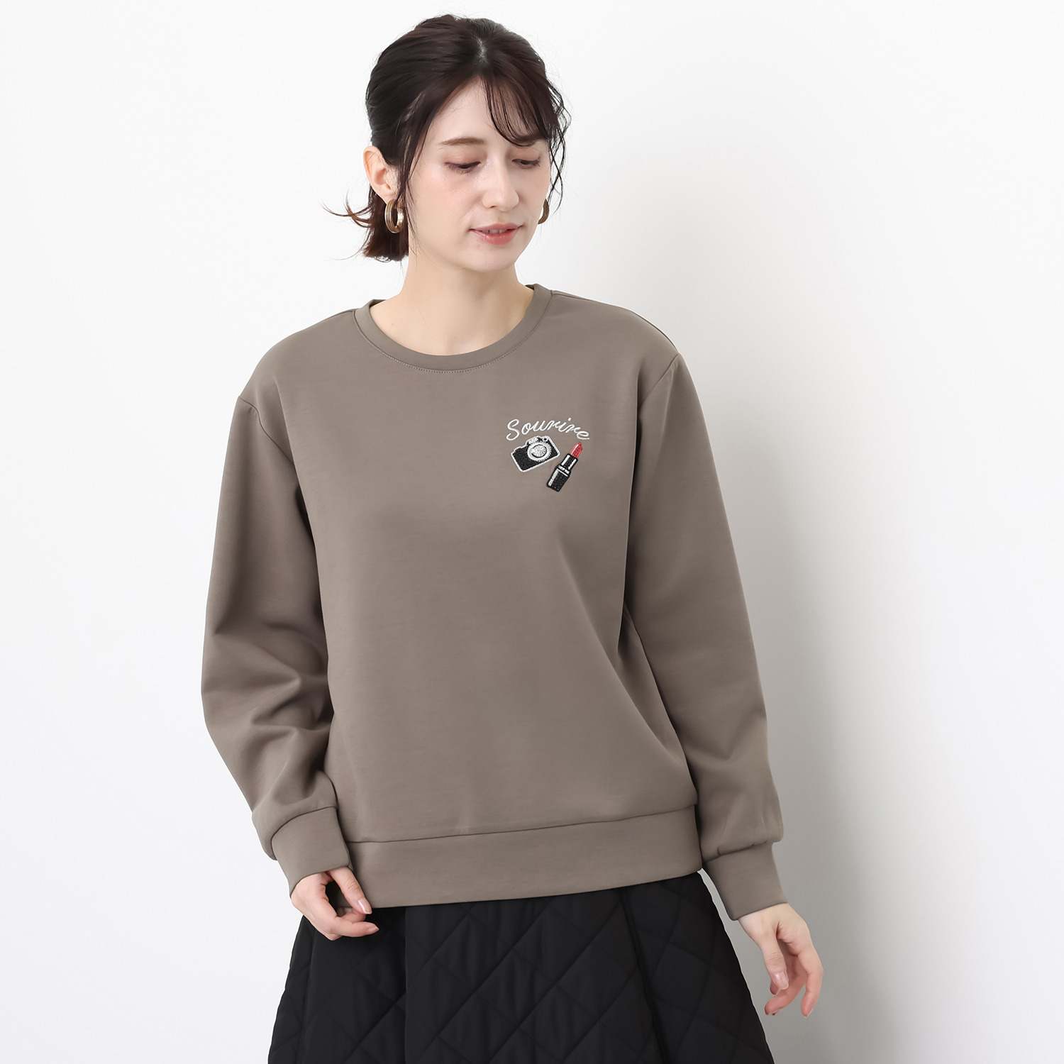 ゼラールスポーツ きらきら刺繍アクセント コットン混 きれいめジャージー 長袖プルオーバー