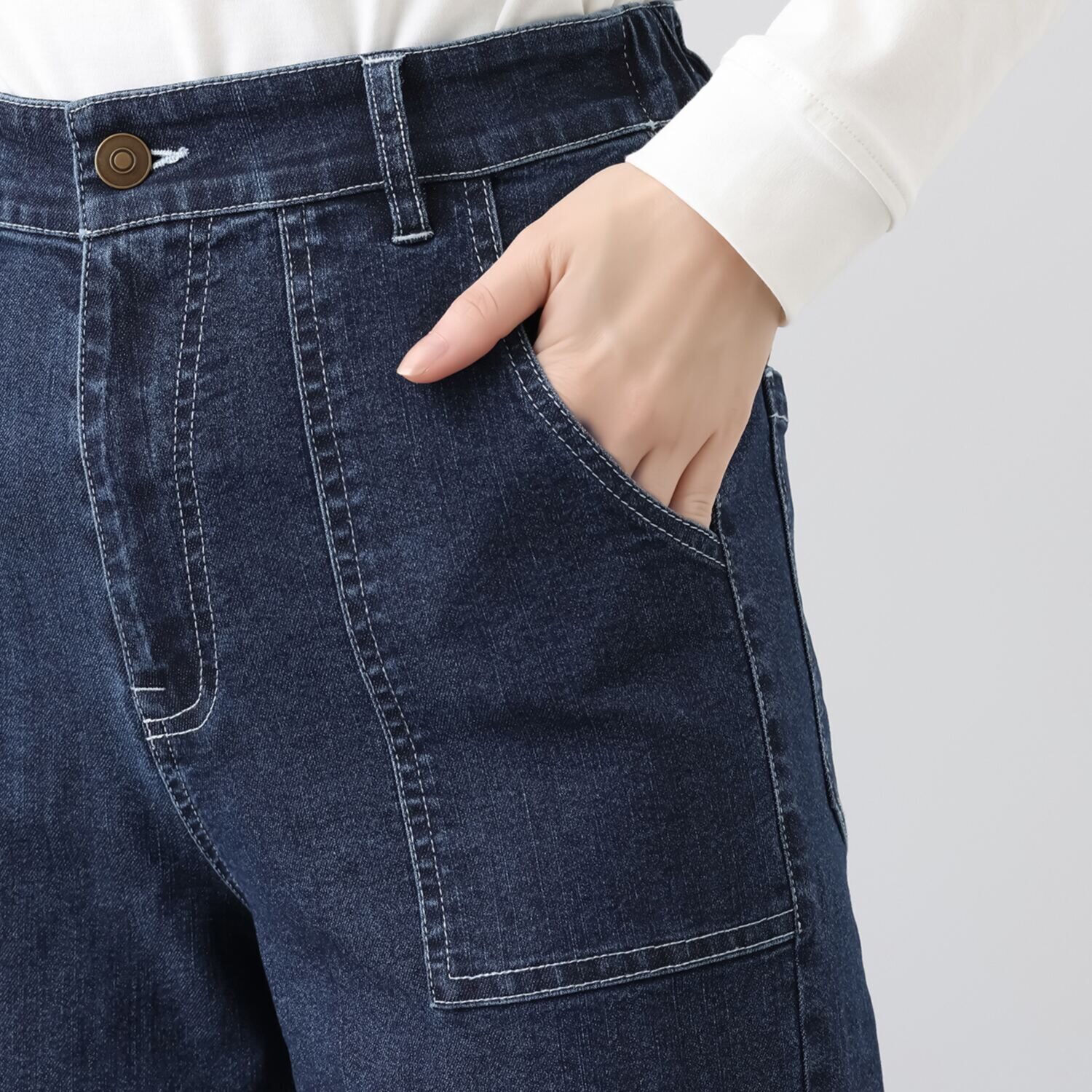 ゼラールスポーツ のびのびデニム ロールアップデザイン ストレートパンツ