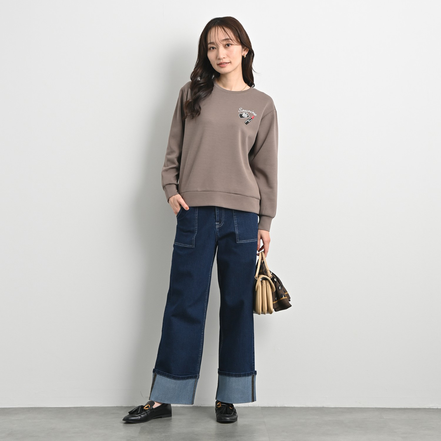 ゼラールスポーツ のびのびデニム ロールアップデザイン ストレートパンツ