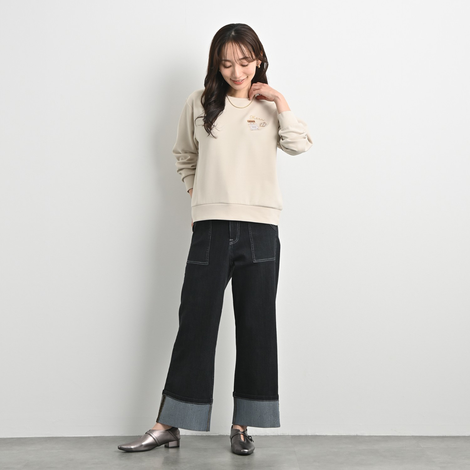 ゼラールスポーツ のびのびデニム ロールアップデザイン ストレートパンツ
