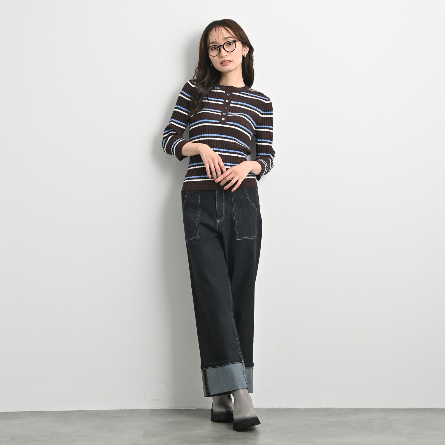 ゼラールスポーツ のびのびデニム ロールアップデザイン ストレートパンツ