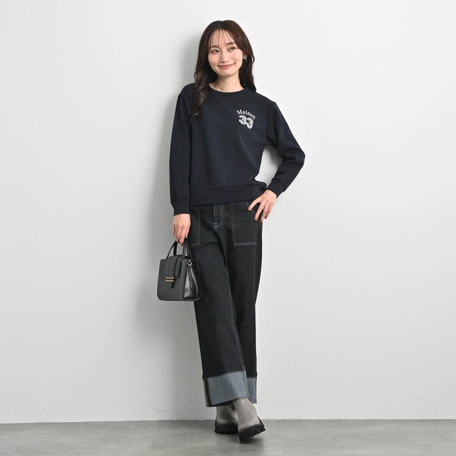 ゼラールスポーツ のびのびデニム ロールアップデザイン ストレートパンツ