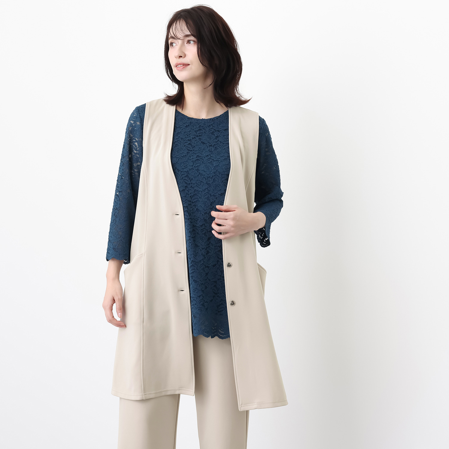 ダジュール Ｖネック ロングジレ
