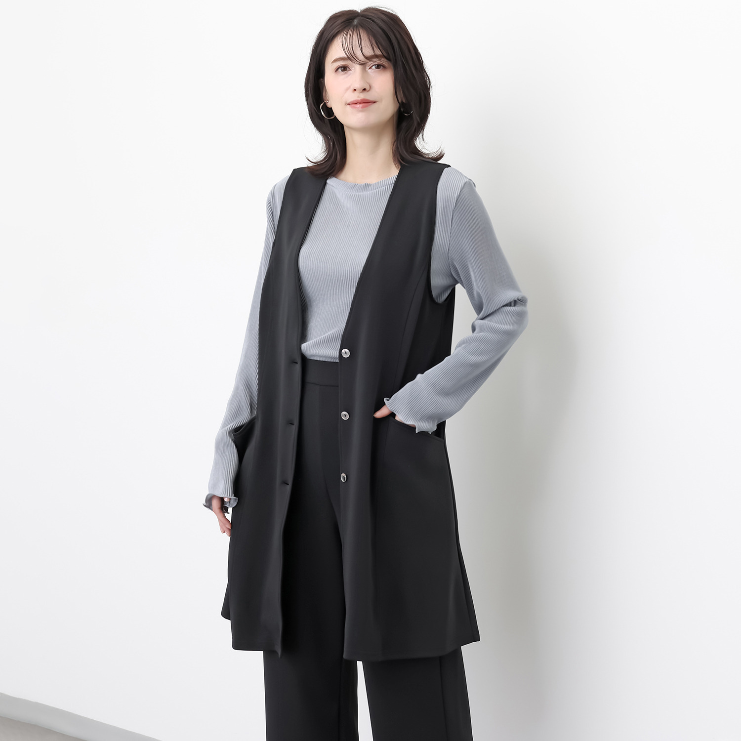 ダジュール Ｖネック ロングジレ
