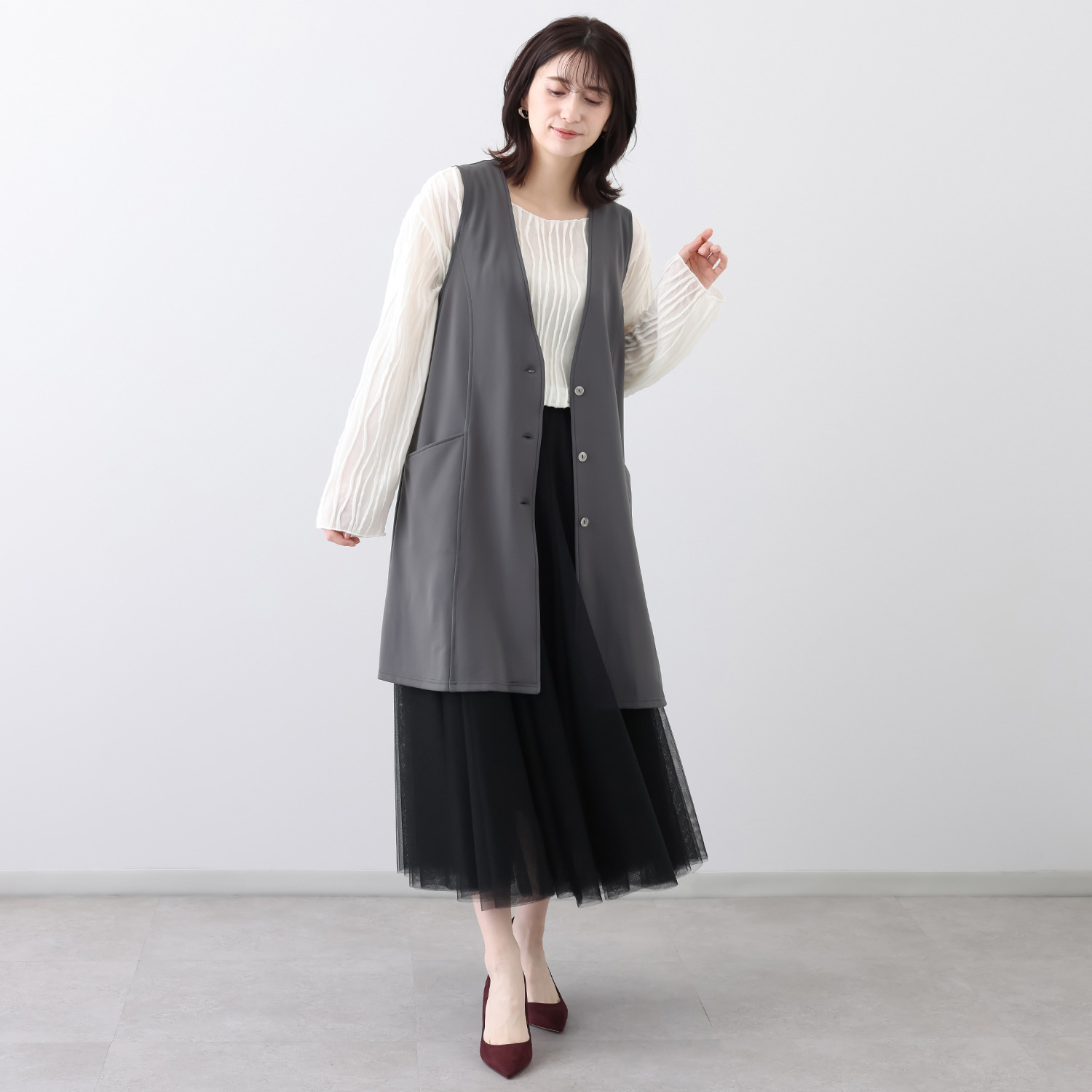 ダジュール Ｖネック ロングジレ