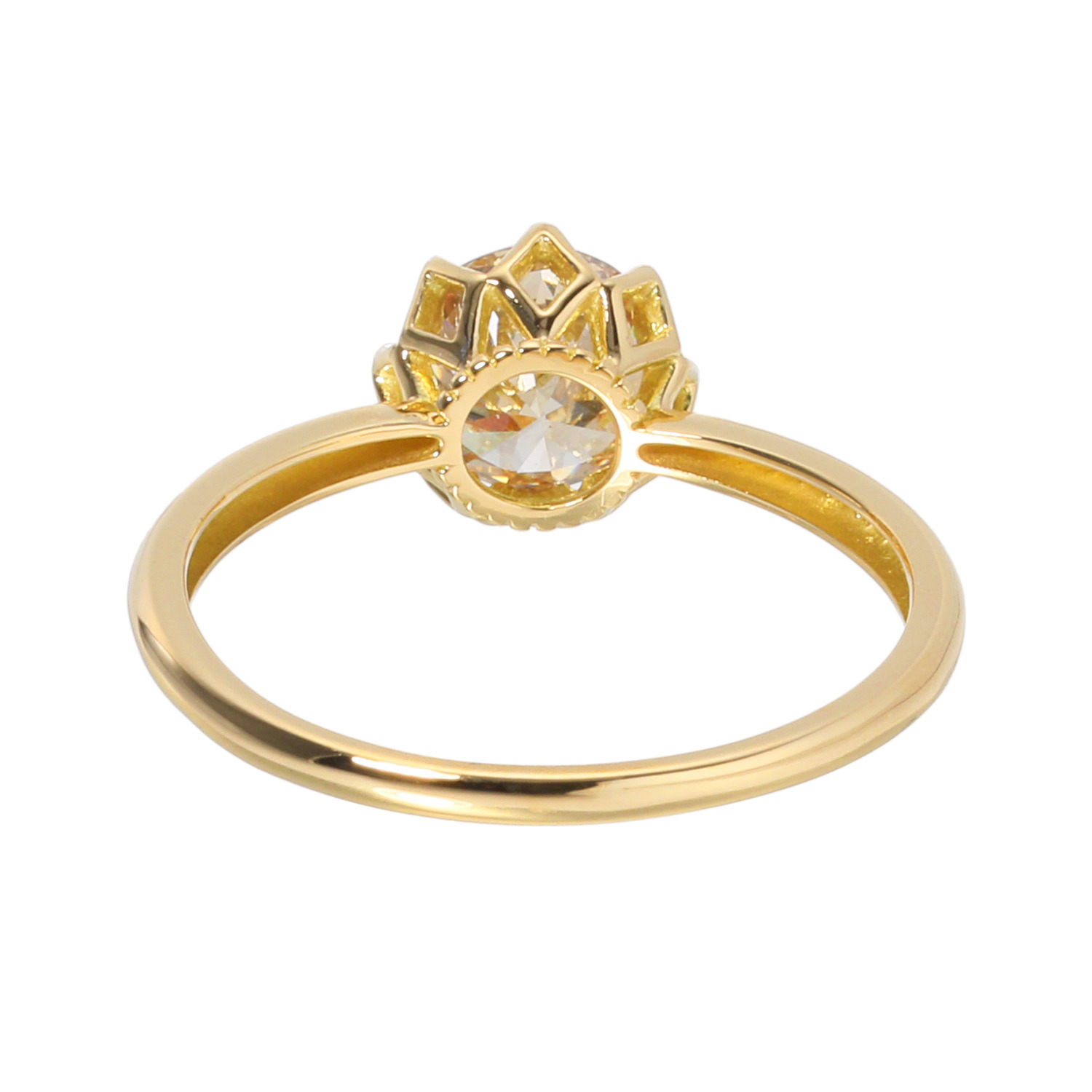 レステクール １８Ｋ １カラットＵＰ シャンパンカラー ダイヤモンド リング ＜鑑別書付＞