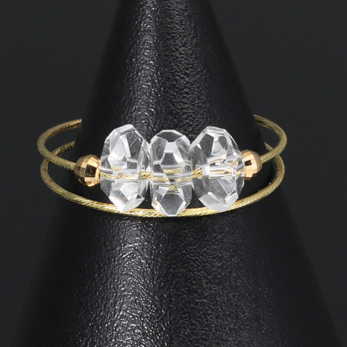 オーサムジェムズ １８Ｋ ハーキマーダイヤモンド ロッククリスタルクォーツ フレキシブルリング