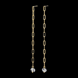 オーサムジェムズ １８Ｋ ハーキマーダイヤモンド ロッククリスタルクォーツ ロングピアス