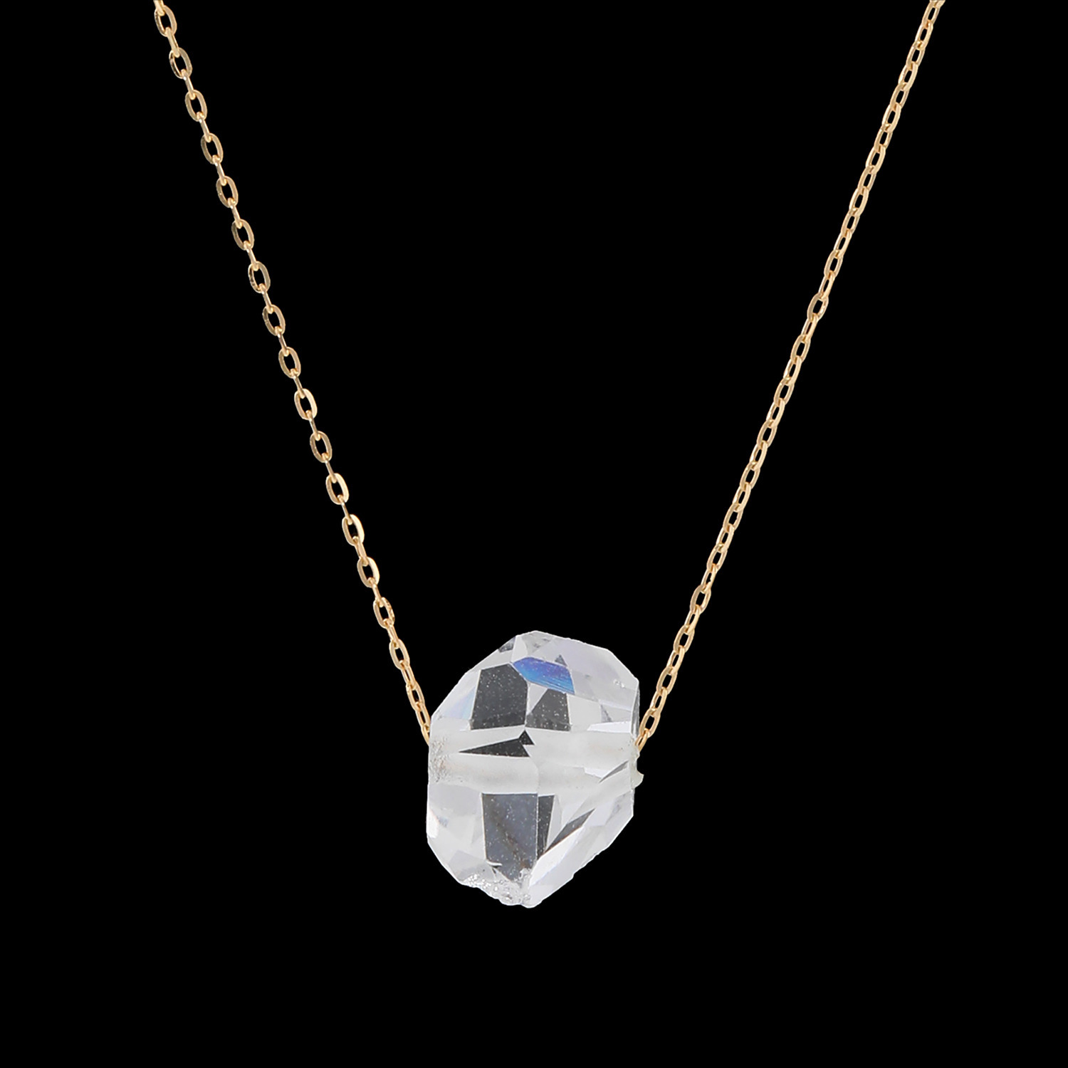 オーサムジェムズ １８Ｋ ハーキマーダイヤモンド ロッククリスタルクォーツ ソリティアネックレス
