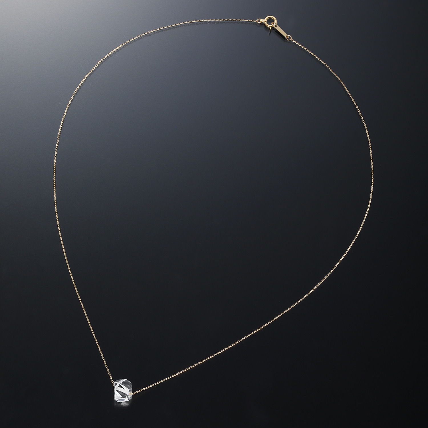 オーサムジェムズ １８Ｋ ハーキマーダイヤモンド ロッククリスタルクォーツ ソリティアネックレス