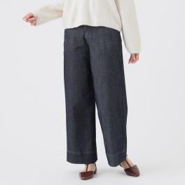 ノーボノーボ ホワイトヤーン ワイドデニムパンツ
