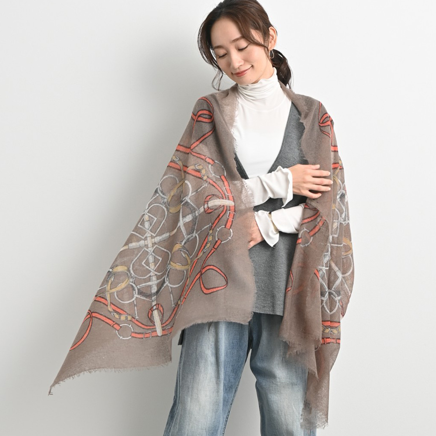 ティエドゥール 至福のなめらかさＵＰ 綾織　内モンゴル産 アルバスカシミヤ１００％ ＮＥＷエアリーストール