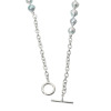 海蛍 長崎県対馬産 無調色ブルーグレー 越物アコヤパール＆ １８Ｋホワイトゴールド ミラーボール＆ シルバーチェーン デザインロングネックレス