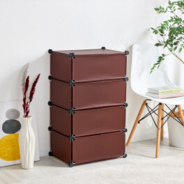 組み替え自由！ 工具不要で簡単組立 ＣＵＢＥＬＬＡＢＯＸ ４段扉付き収納ボックス