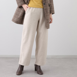 アトリエール ウール調ニット ストレッチ ドロストワイドパンツ