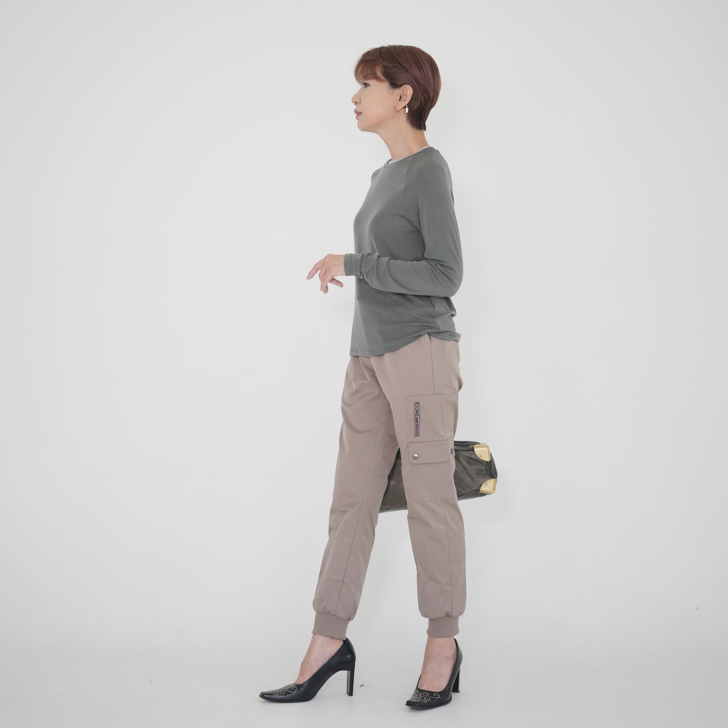 エムズ　スタイル ベアフライス 襟元バイカラーアクセント ラグランスリーブ プルオーバー