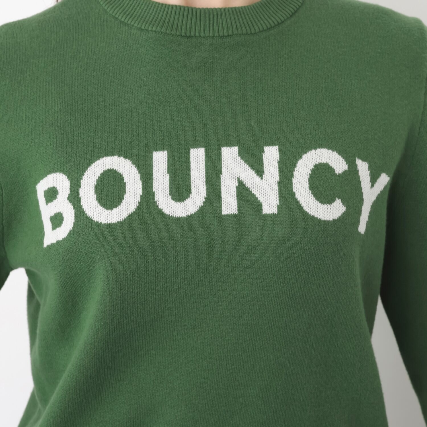 ＢＯＵＮＣＹ　ＢＯＮＤ ふんわりコットン混 ジャガードロゴ ニットプルオーバー