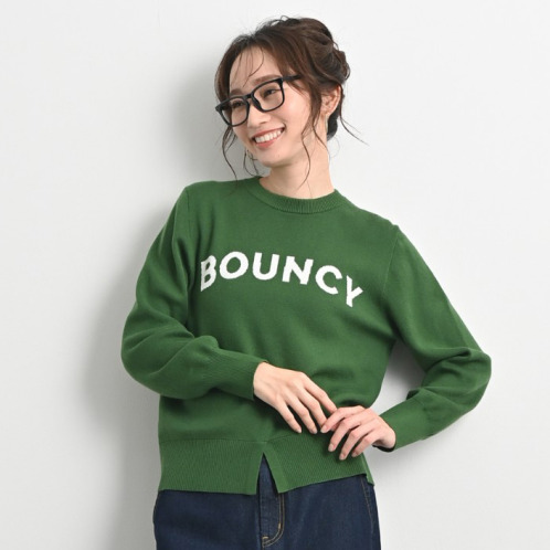 ＢＯＵＮＣＹ　ＢＯＮＤ ふんわりコットン混 ジャガードロゴ ニットプルオーバー
