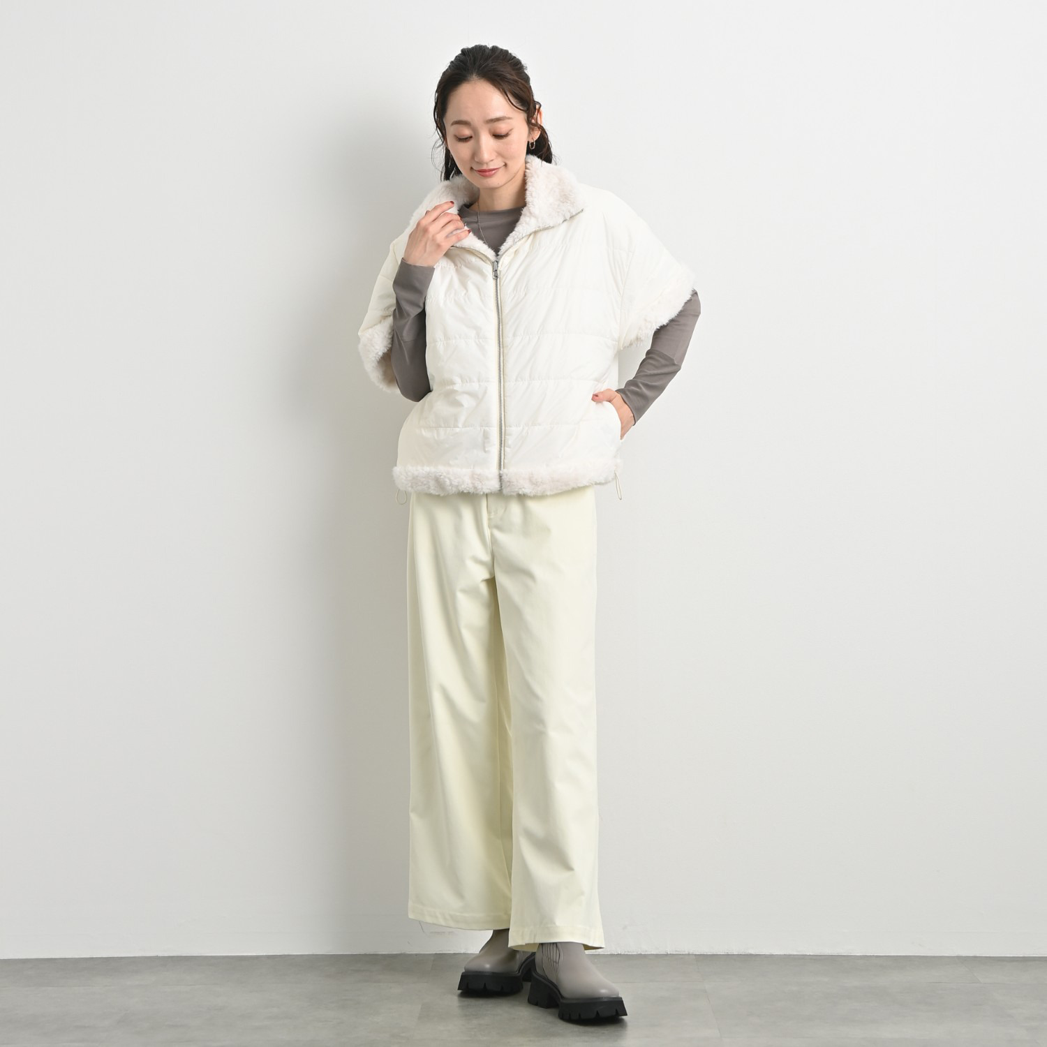 元町ゼラール なめらか＆きれいめ ストレッチツイル ストレートパンツ