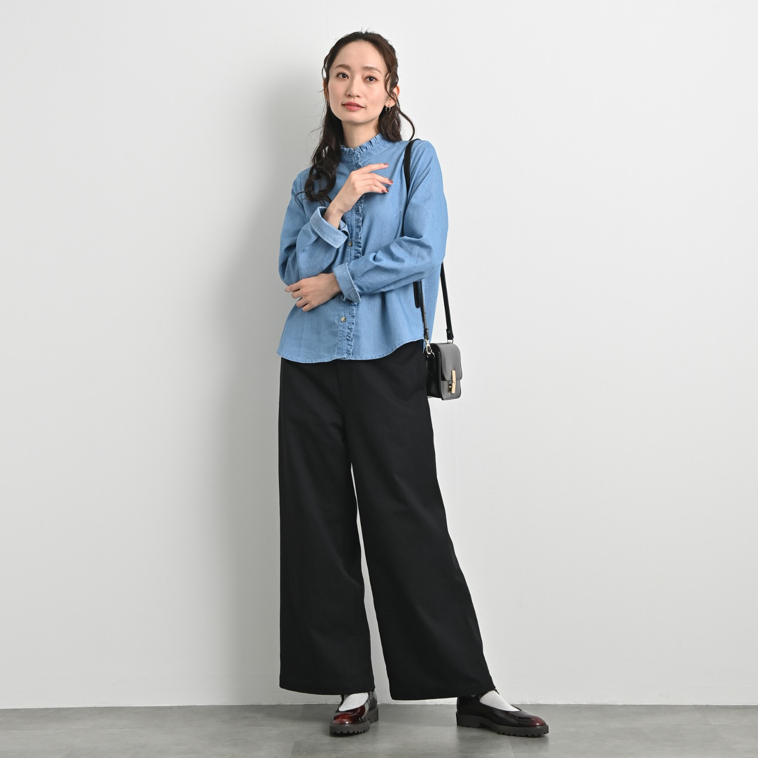 元町ゼラール なめらか＆きれいめ ストレッチツイル ストレートパンツ