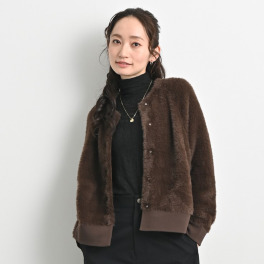 元町ゼラール 圧倒的な上質感！ ふわファーニット ラウンドネックジャケット