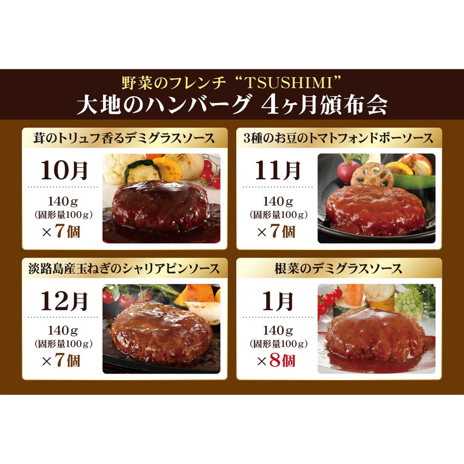 野菜のフレンチ “ＴＳＵＳＨＩＭＩ” 大地のハンバーグ ４ヶ月頒布会