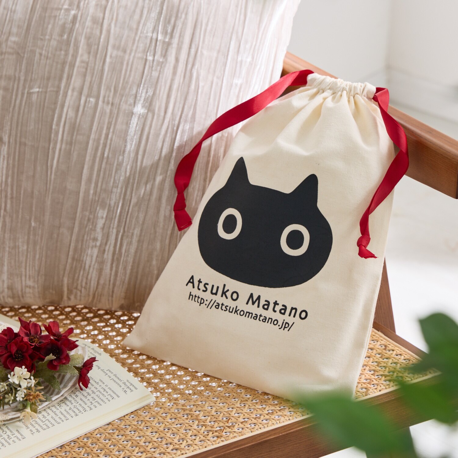 アツコマタノ ＭＥＭＥリボン コットンタオル３枚セット 巾着バッグ付