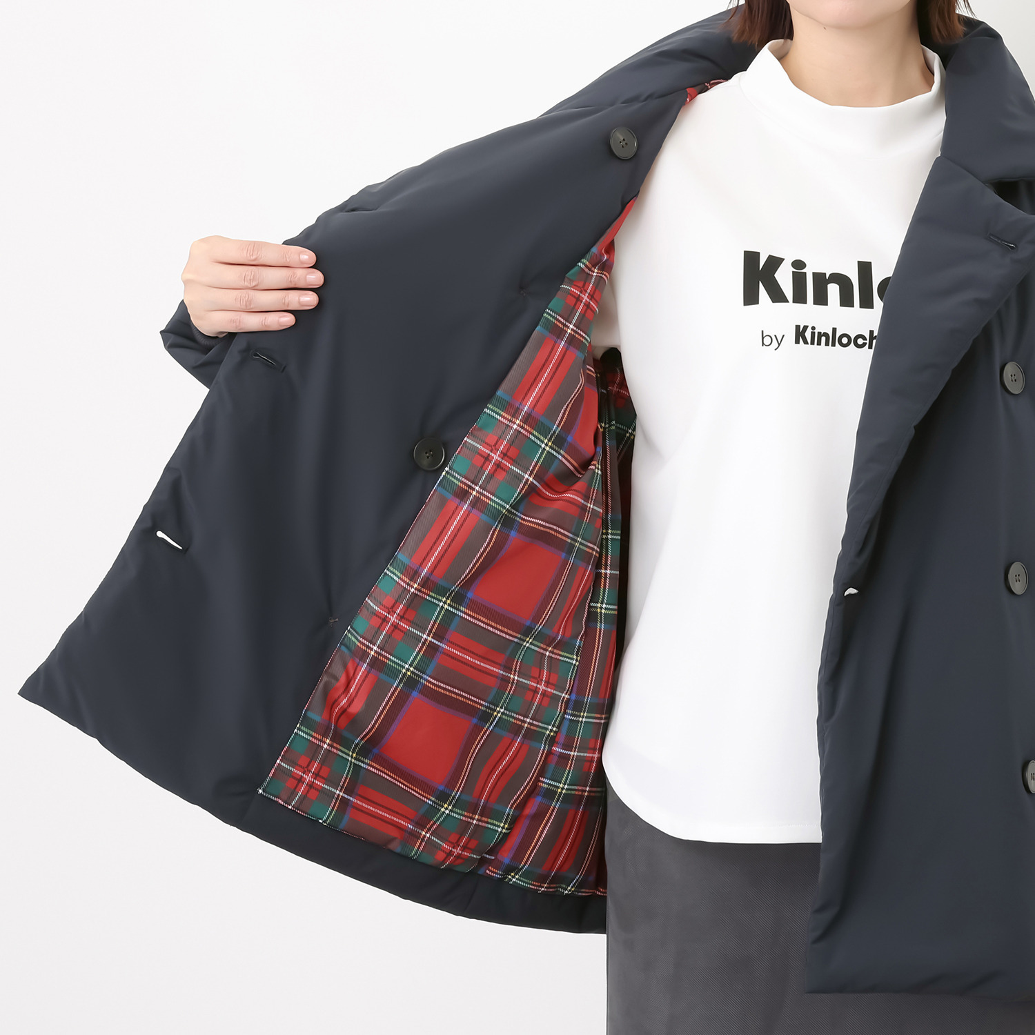 キンロック　バイ キンロックアンダーソン 裏地キンロックチェック 中綿コート 