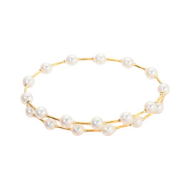 ジュペレ １８Ｋ 国産ベビーアコヤパール エタニティデザイン フレキシブルバングル