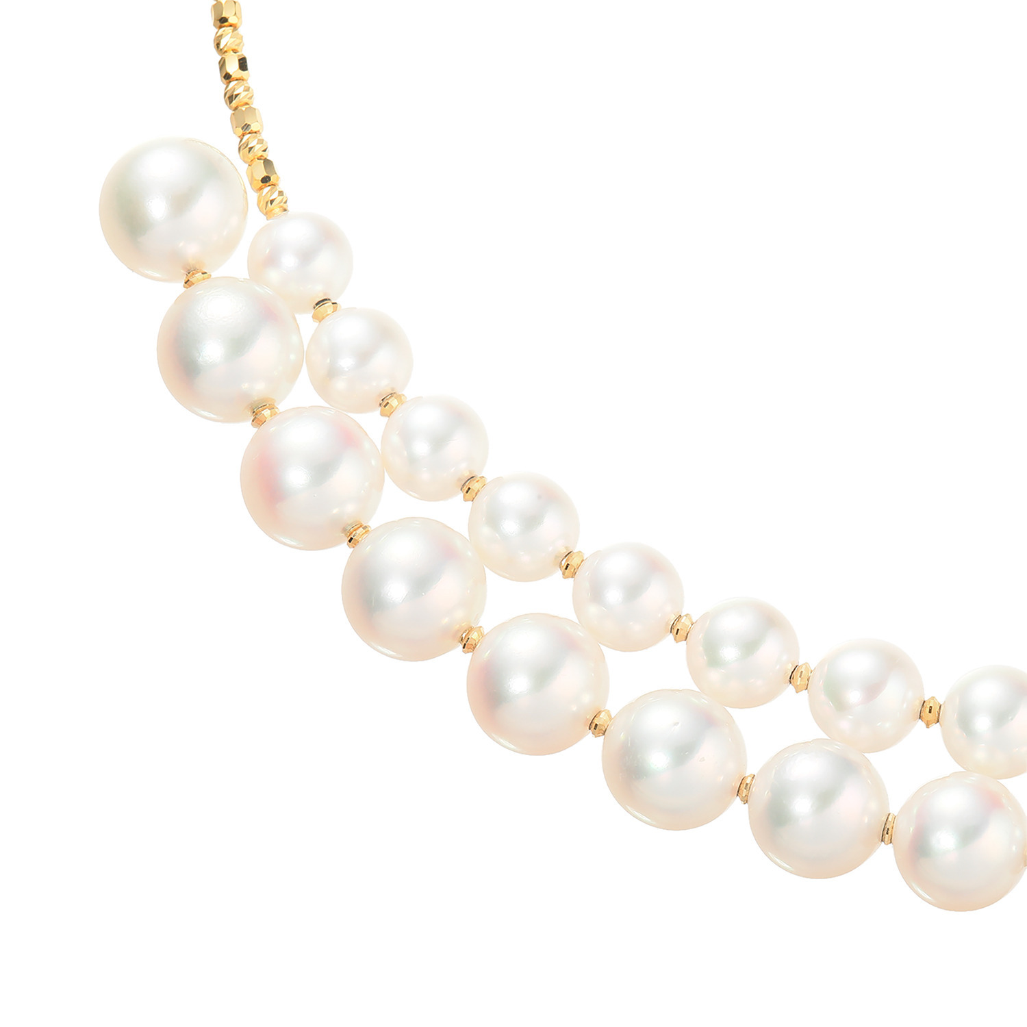 ジュペレ リュクスコレクション １８Ｋ 国産アコヤパール ダブルライン スパークルネックレス