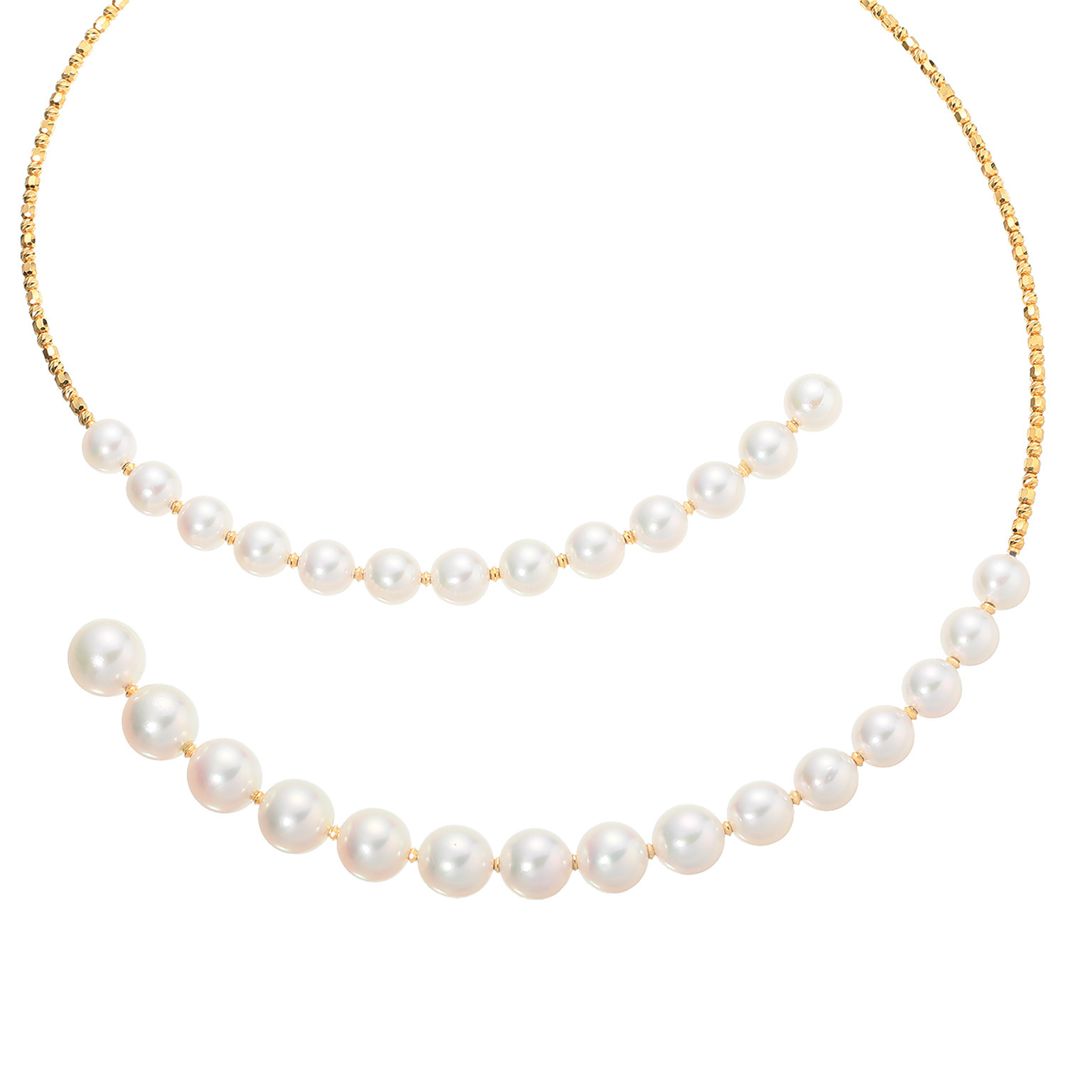 ジュペレ リュクスコレクション １８Ｋ 国産アコヤパール ダブルライン スパークルネックレス
