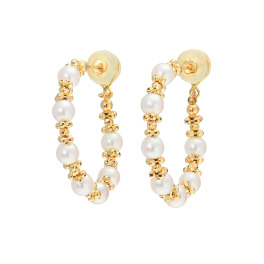 ジュペレ リュクスコレクション １８Ｋ 国産ベビーアコヤパール スパークル フープピアス