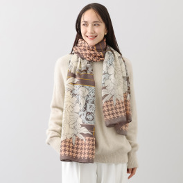 ダジュール フラワー千鳥プリント ストール