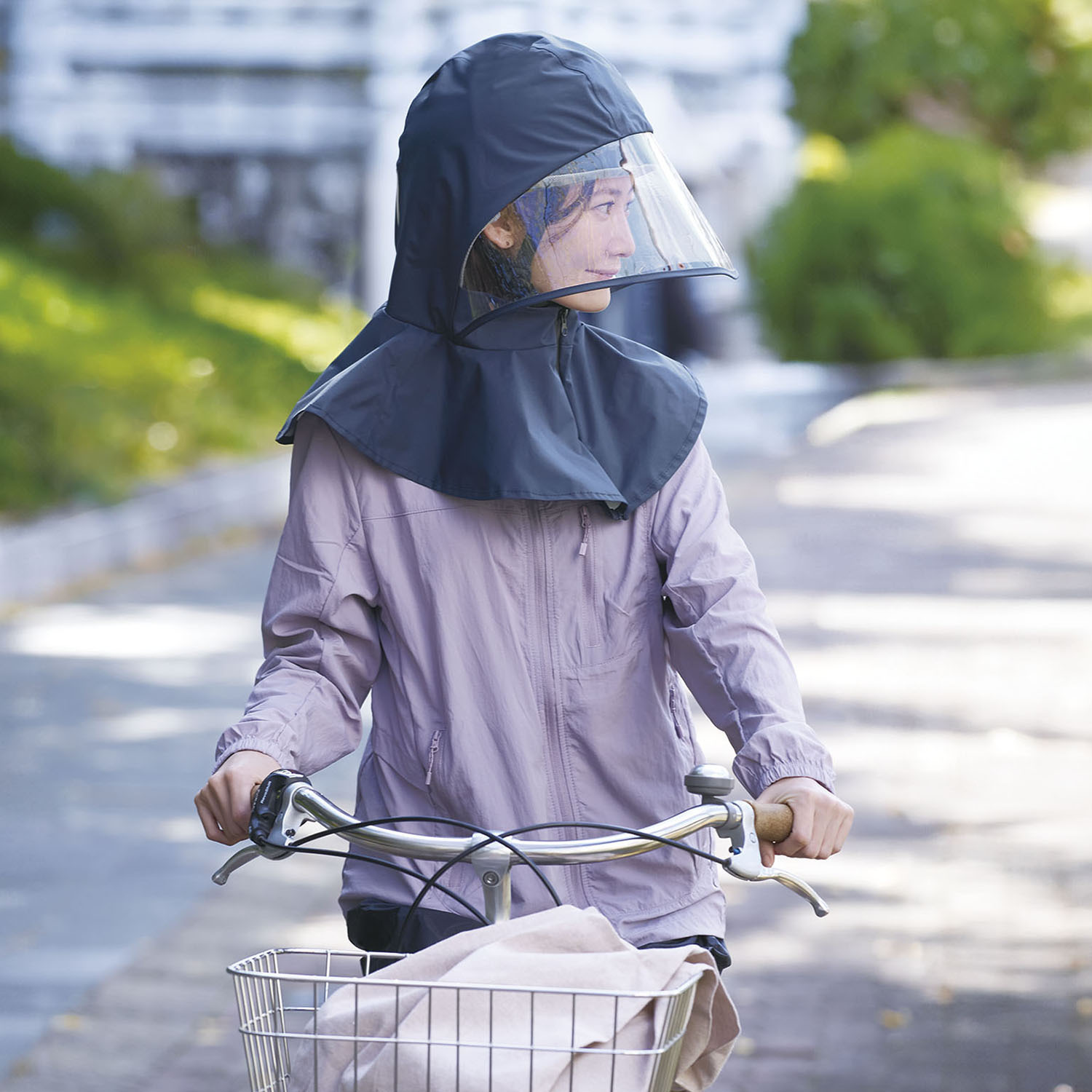 帽子を着せ替えられる オシャレな 自転車ヘルメット おしゃヘル ＜レインケープ＞