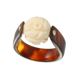 上方象牙 象牙 彫り玉 べっ甲リング