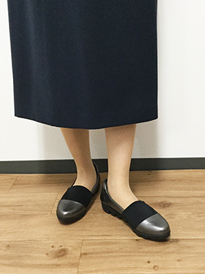 ヒルズアヴェニュー レザー ストレッチ切替 ウェーブソールスリッポン ショップチャンネル