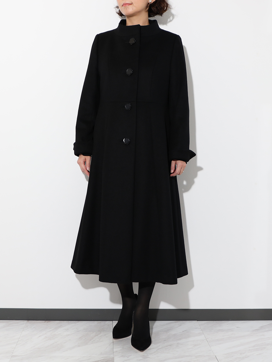 マダムヒロコフード付きウールロングコート