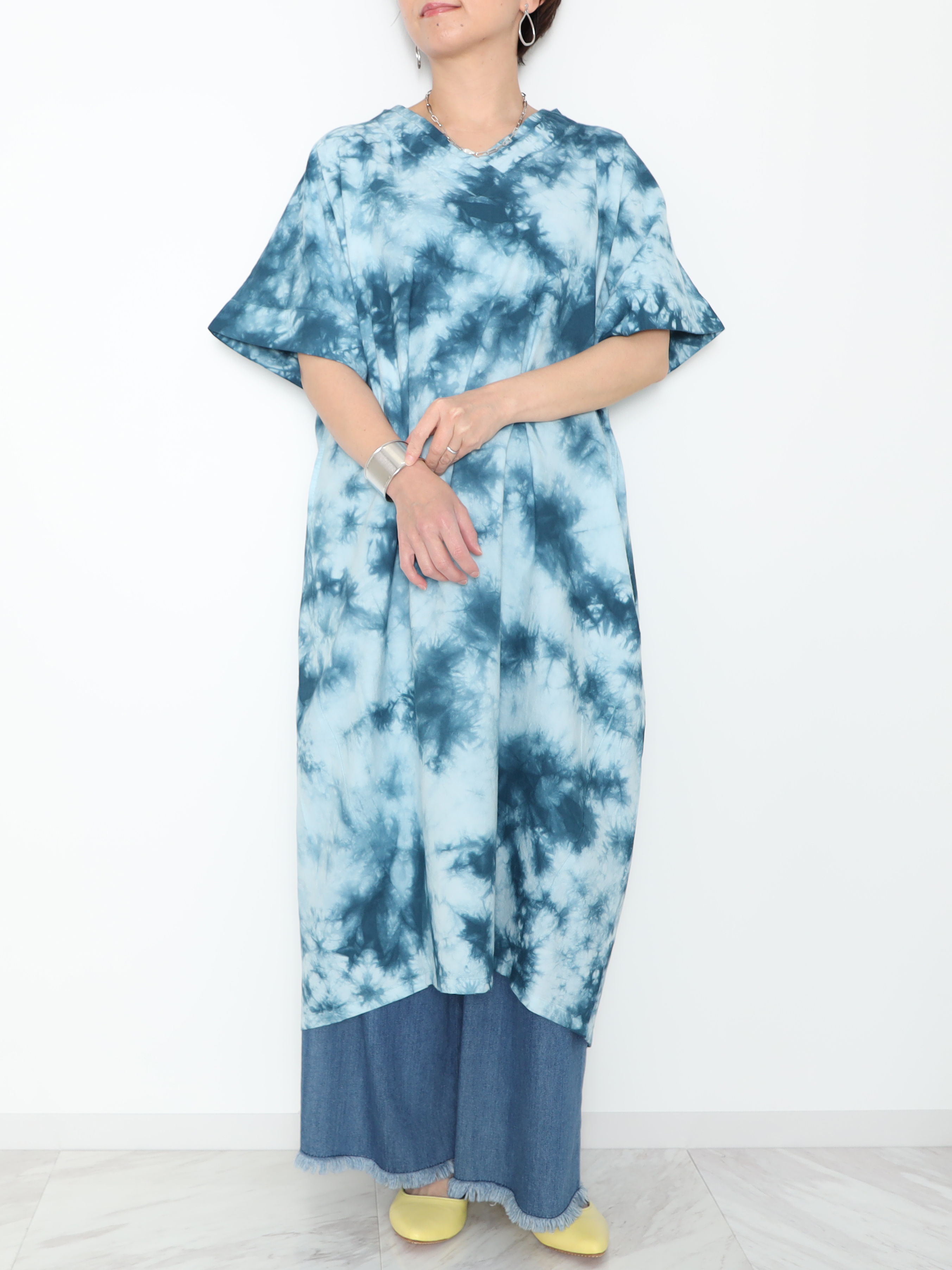 ジーアンド オーガニックコットン 絞り染めワンピース ショップチャンネル