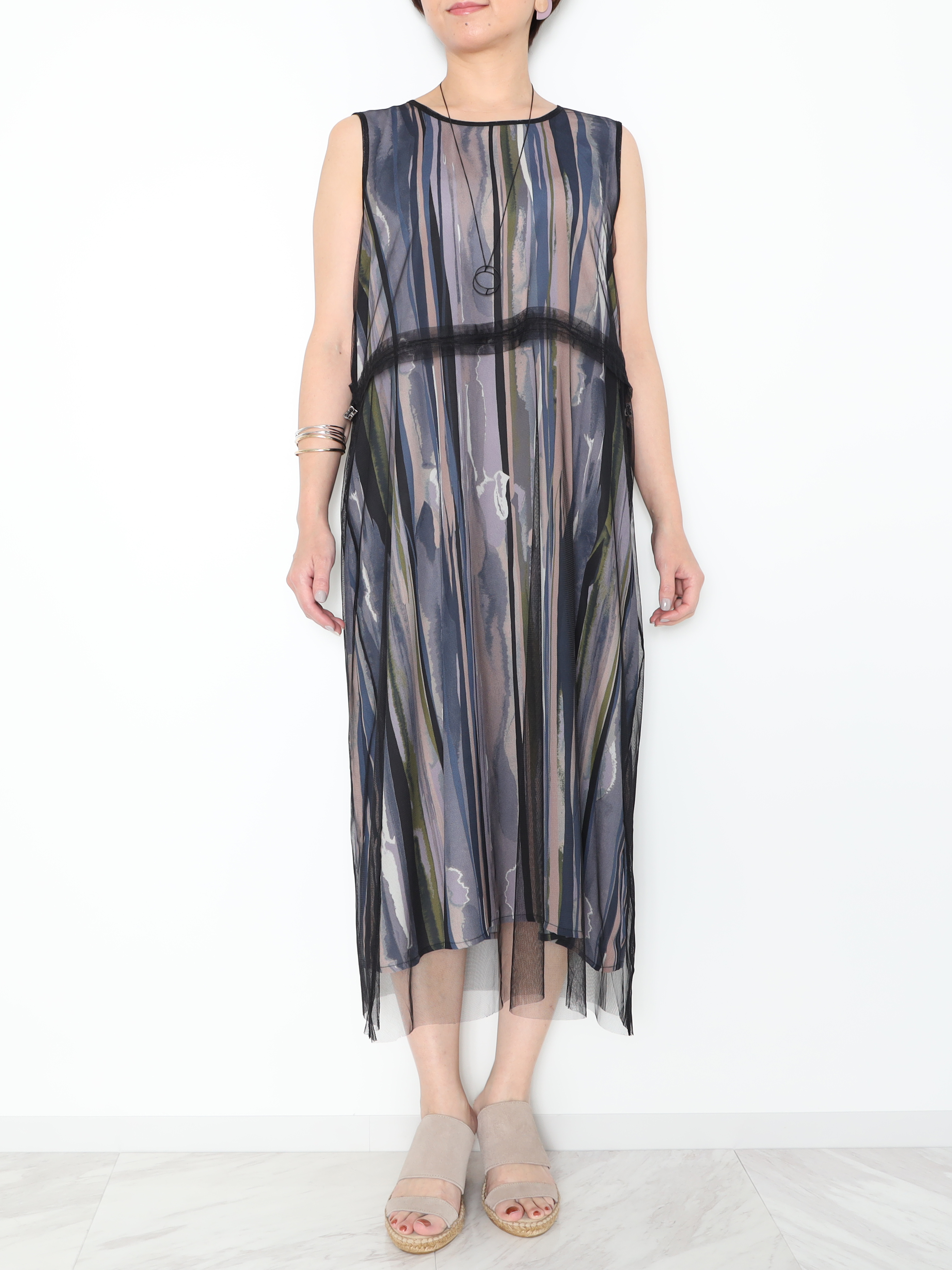 アヴェラ モーダ マルチストライププリント ワンピース ショップチャンネル