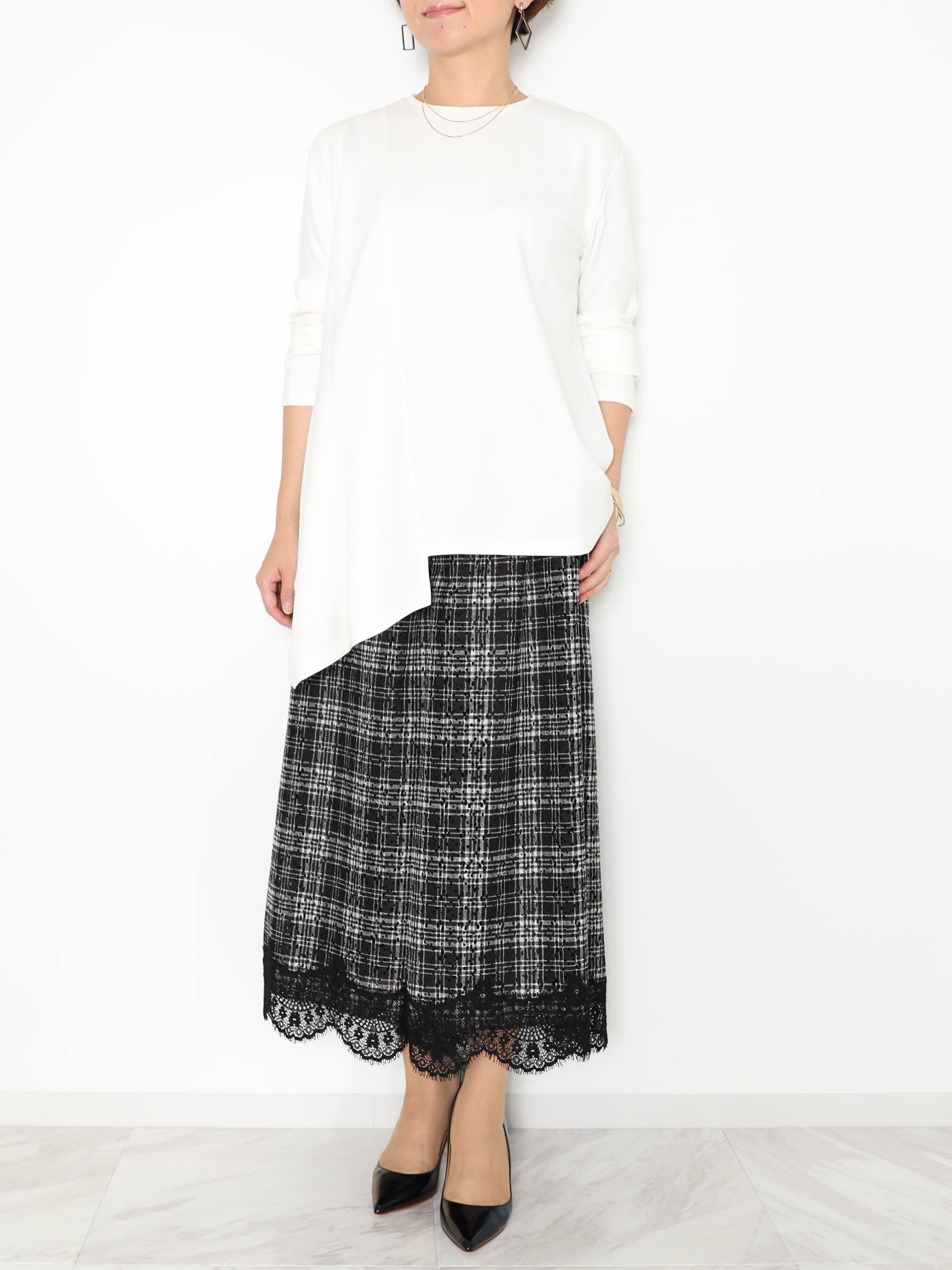 ジン カトー チェック柄 ラッセルレースパンツ ショップチャンネル