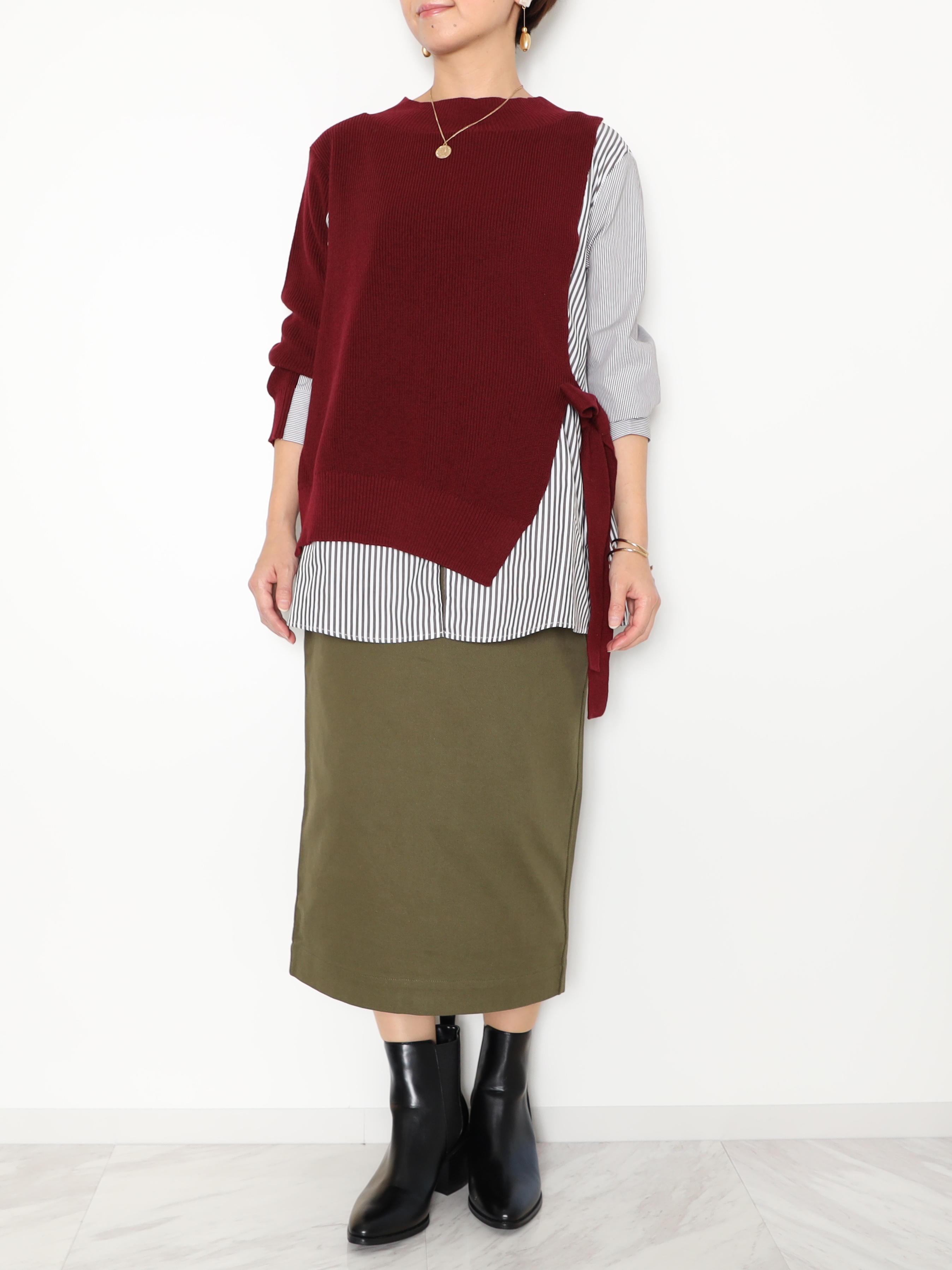 ジュンコ　シマダ 綿ツイル セミタイトスカート