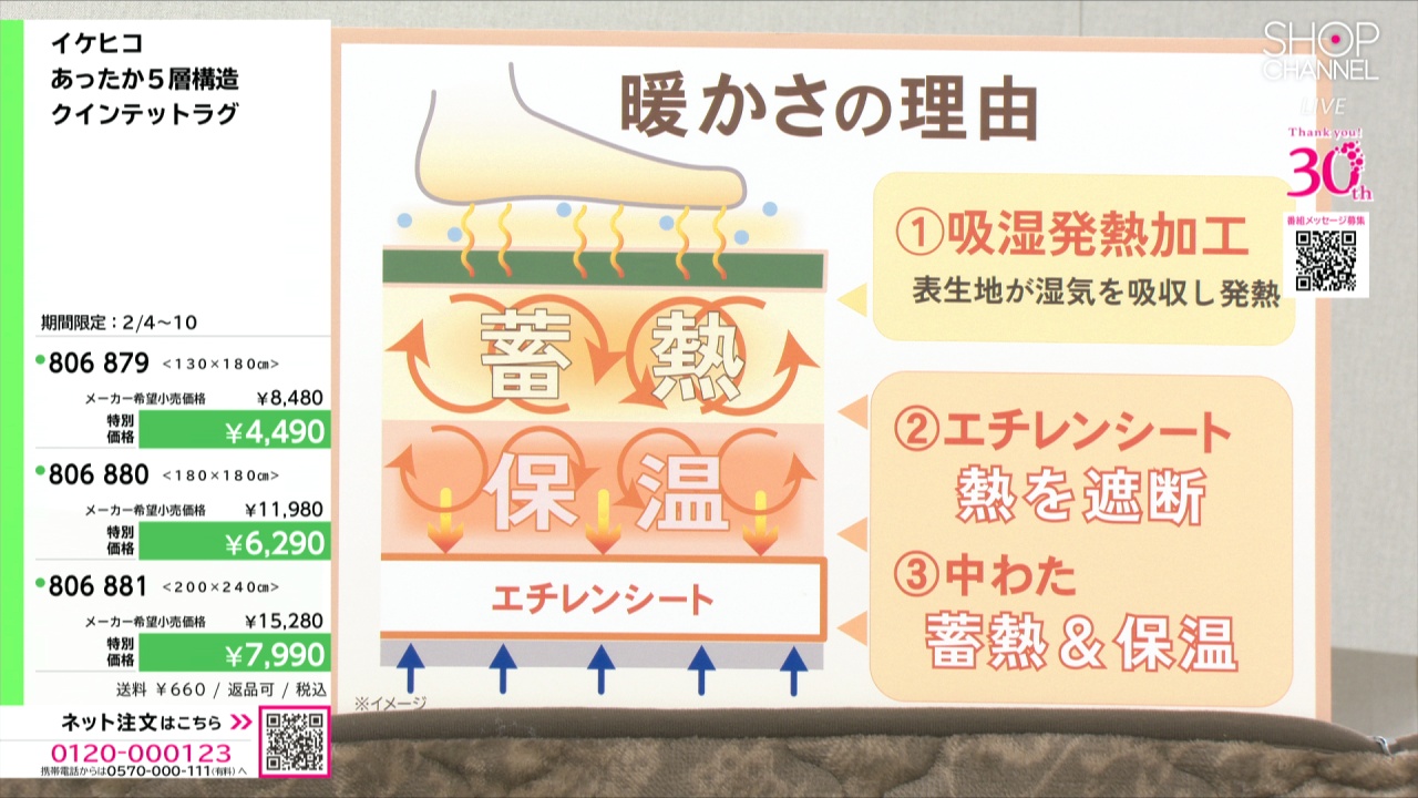 あったか5層構造 イケヒコ クインテットラグ ＜200×240cm