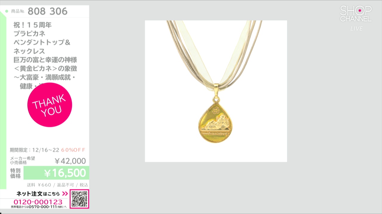 祝！15周年 プラピカネ ペンダントトップ＆ ネックレス 巨万の富と