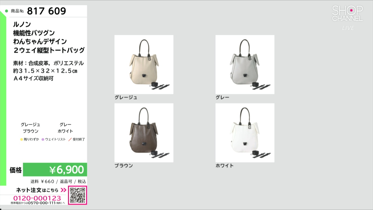 ルノン 機能性バツグン わんちゃんデザイン 2ウェイ縦型トートバッグ