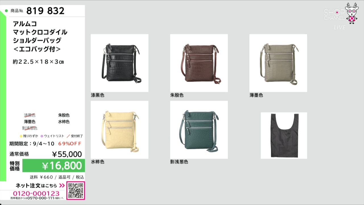 新品未使用！アルムコ　マットクロコダイルバッグ アルムコ マットクロコダイル ショルダーバッグ ＜エコバッグ付