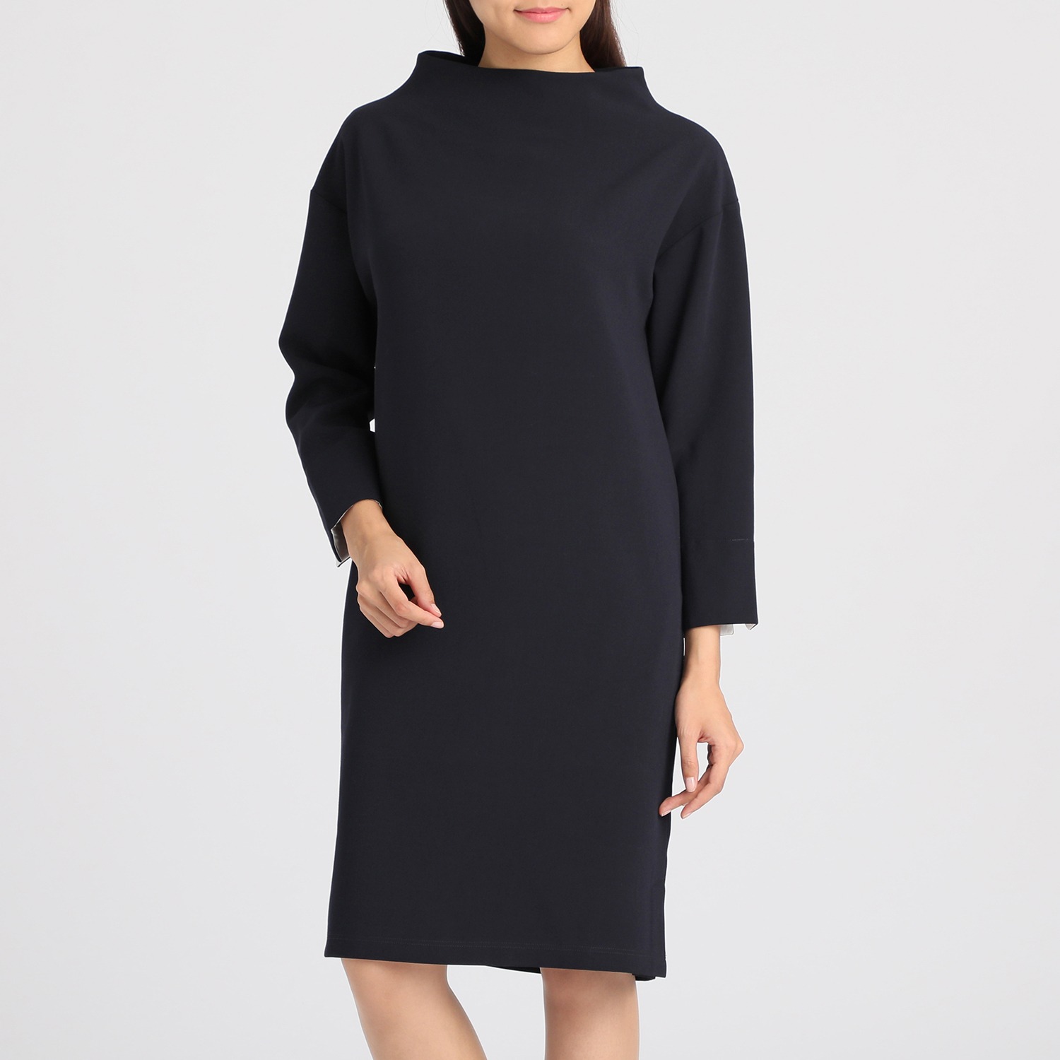 元町ゼラール ジョーゼット カフスアクセント ボトルネックワンピース ショップチャンネル