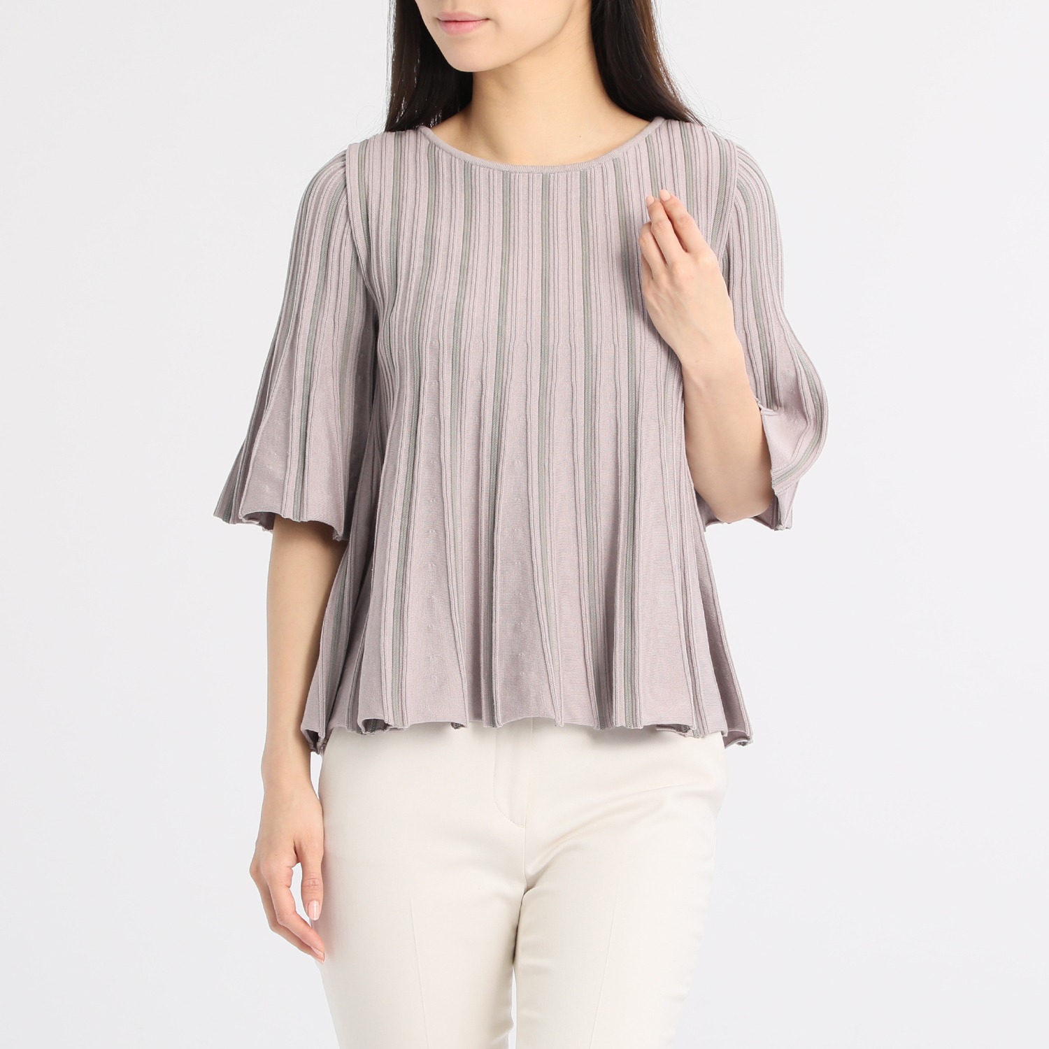 アール　アンド　エム
フェルガーナ
フェルガナコットン混
ストライプ柄プルオーバー